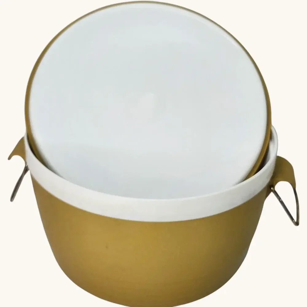 SunFrost Therm-O-Ware Ice Bucket Gold Vintage Barware Hot Cold Insulated Lidded